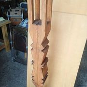 Brutalist ethnic sculpture / Totem, solid wood on base