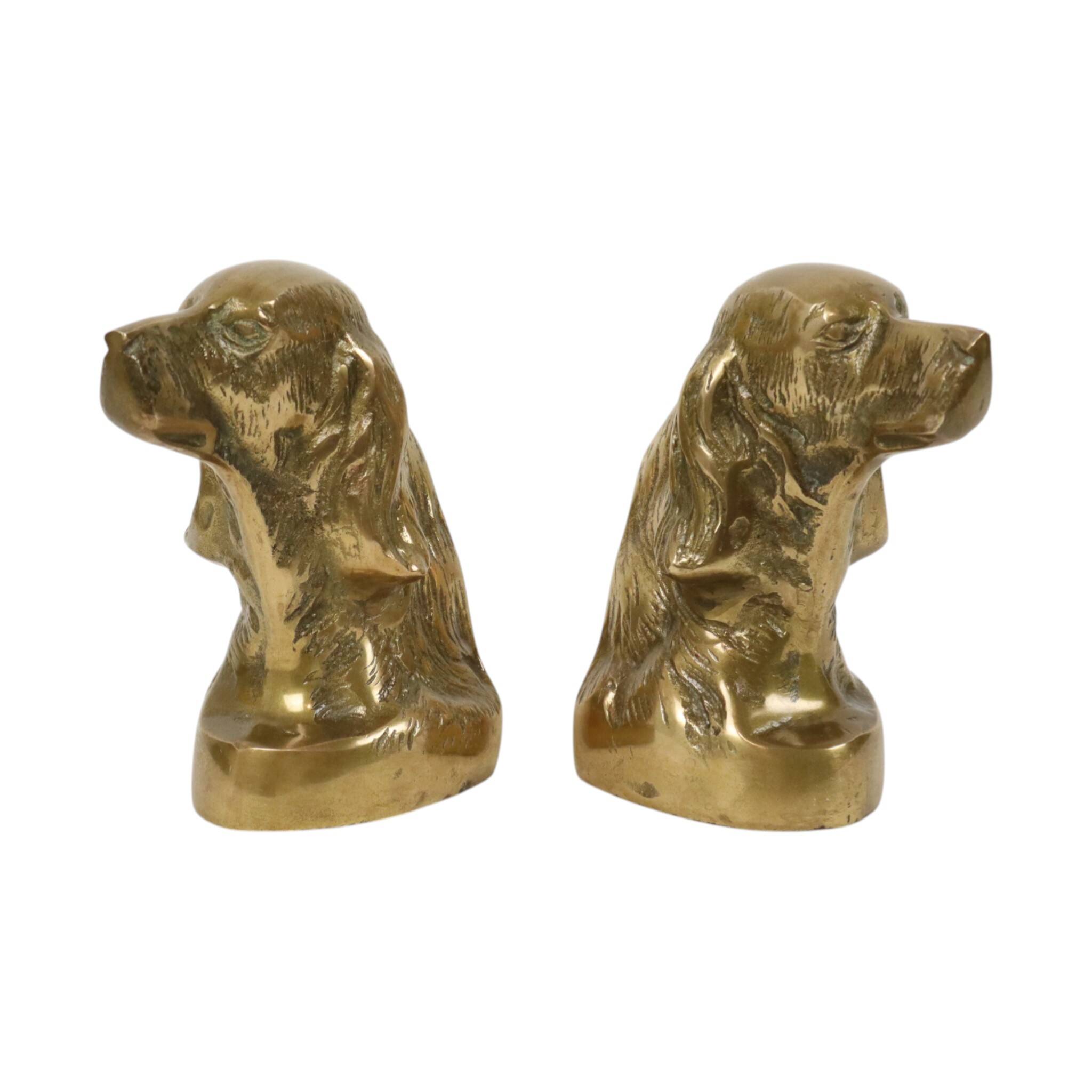 Vintage Pair of Brass Bookends for Irish Setter Dogs