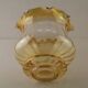 Large Mid Century Amber Glass Light Shade With Ribbed Effect & Frilled Edge