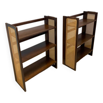 Vintage foldable and stackable cane shelves 1950/60.