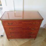 Louis XVI chest of drawers - Bronze - Butterfly wood veneer marquetry - 1930