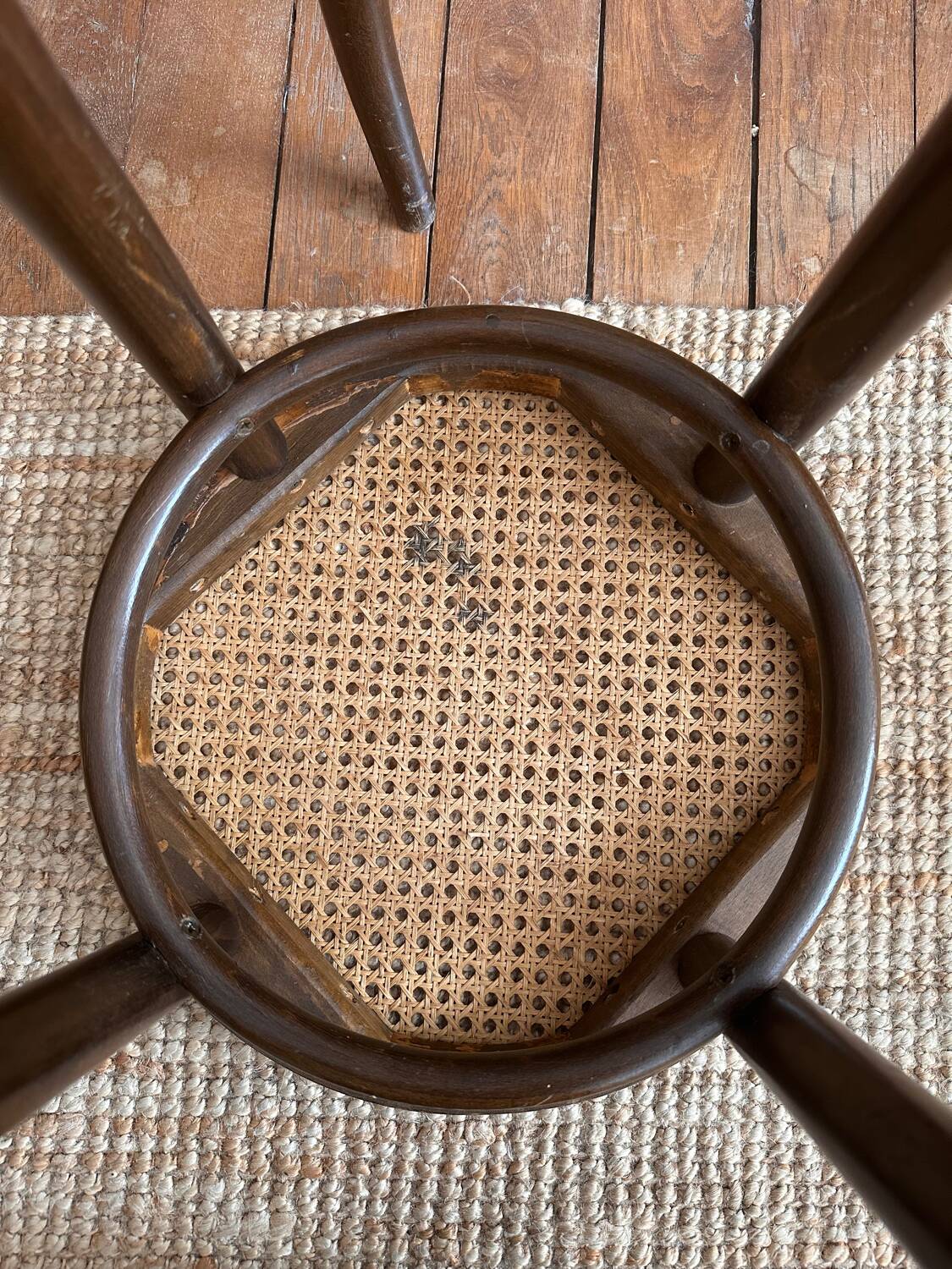 Wooden and cane bistro bar stools