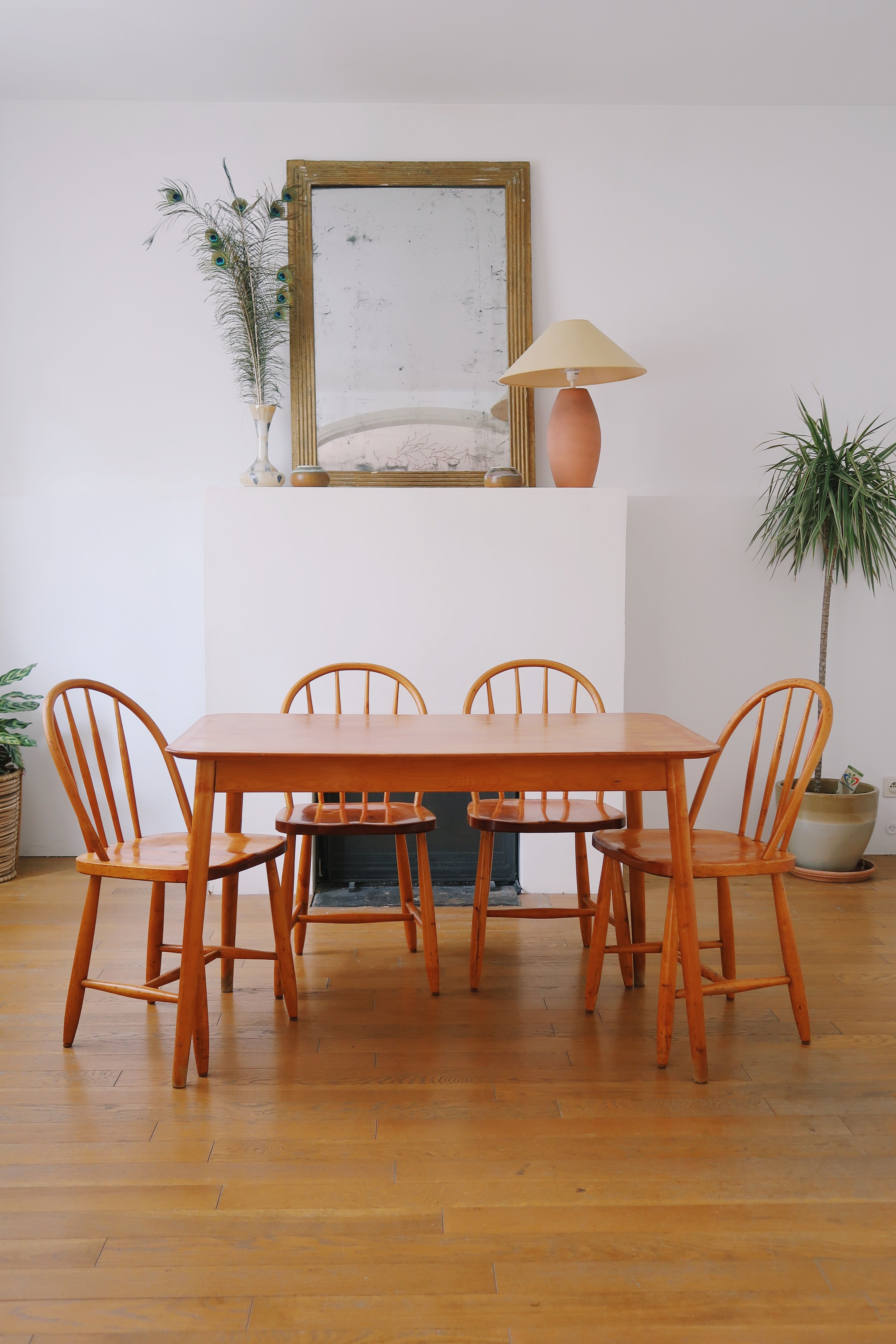 4 Scandinavian beech chairs