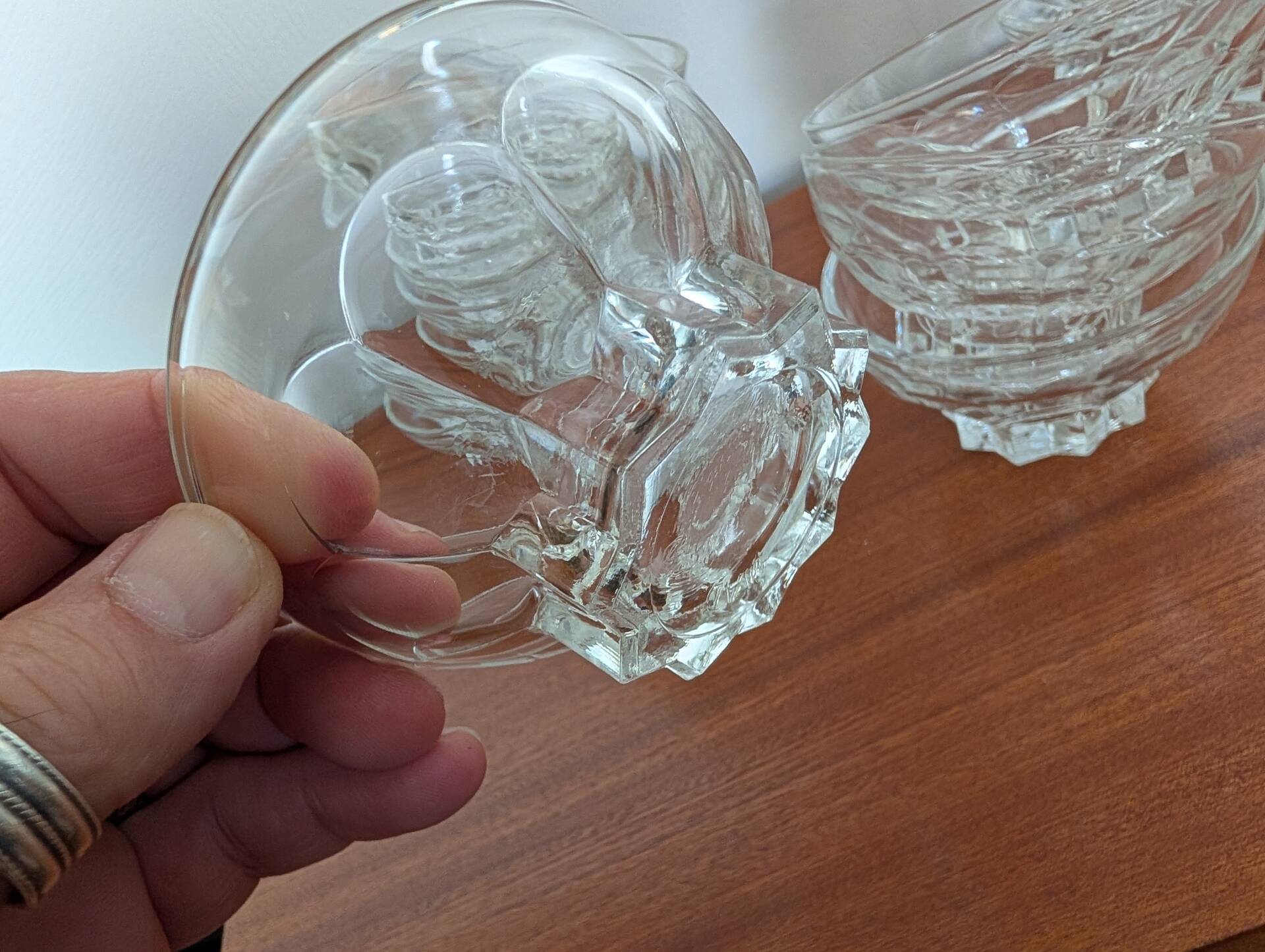 11 French moulded glass cups – 1970s