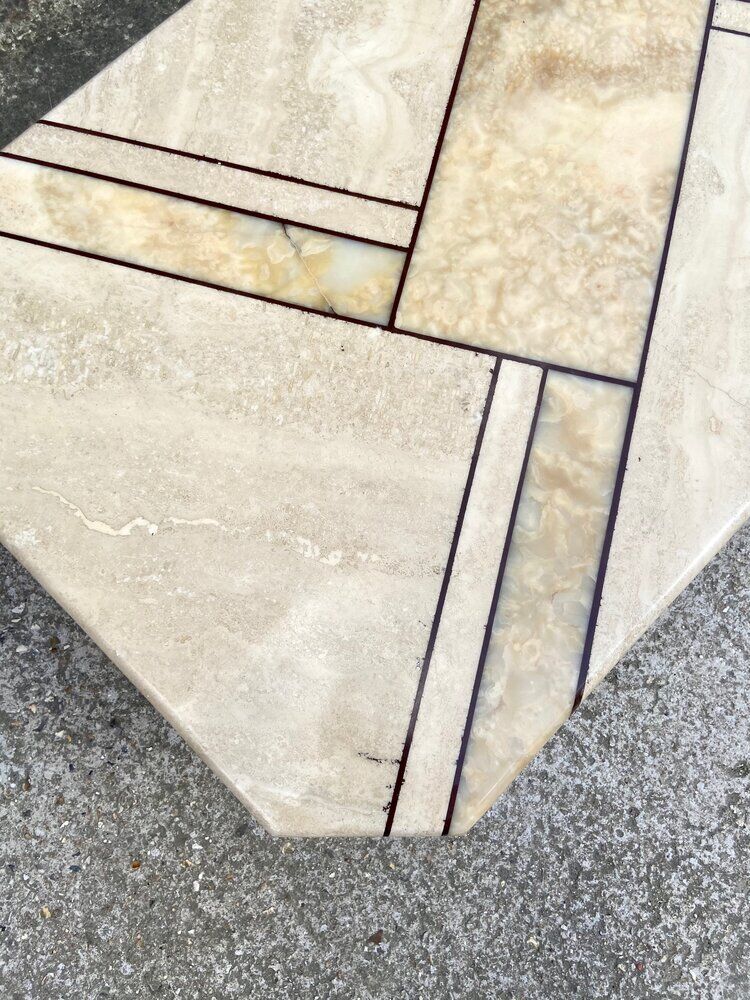Low table in travertine and onyx 80'