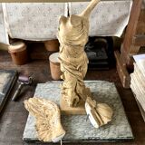 "Winged Victory of Samothrace", beige plaster statuette