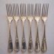 Set of 6 art nouveau forks in silver metal