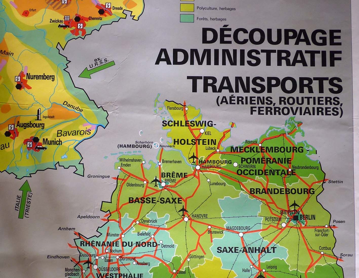 School poster vintage Germany Relief edition MDI map / poster