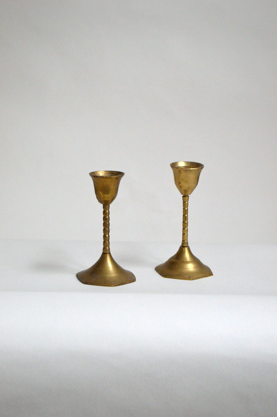 Pair of brass candle holders