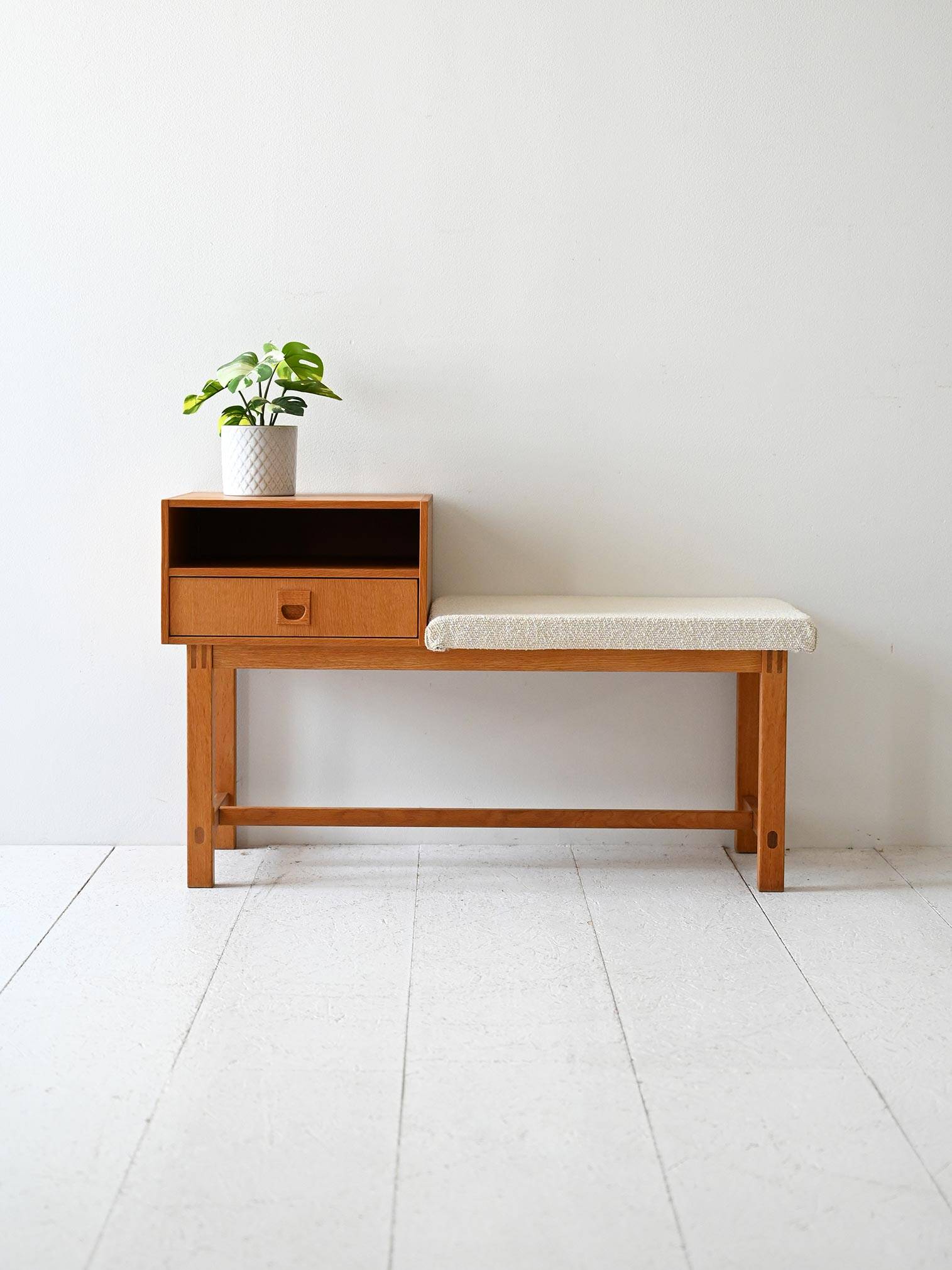 Vintage Scandinavian Gossip Chair with Drawer