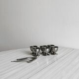 6 silver-plated metal egg cups
