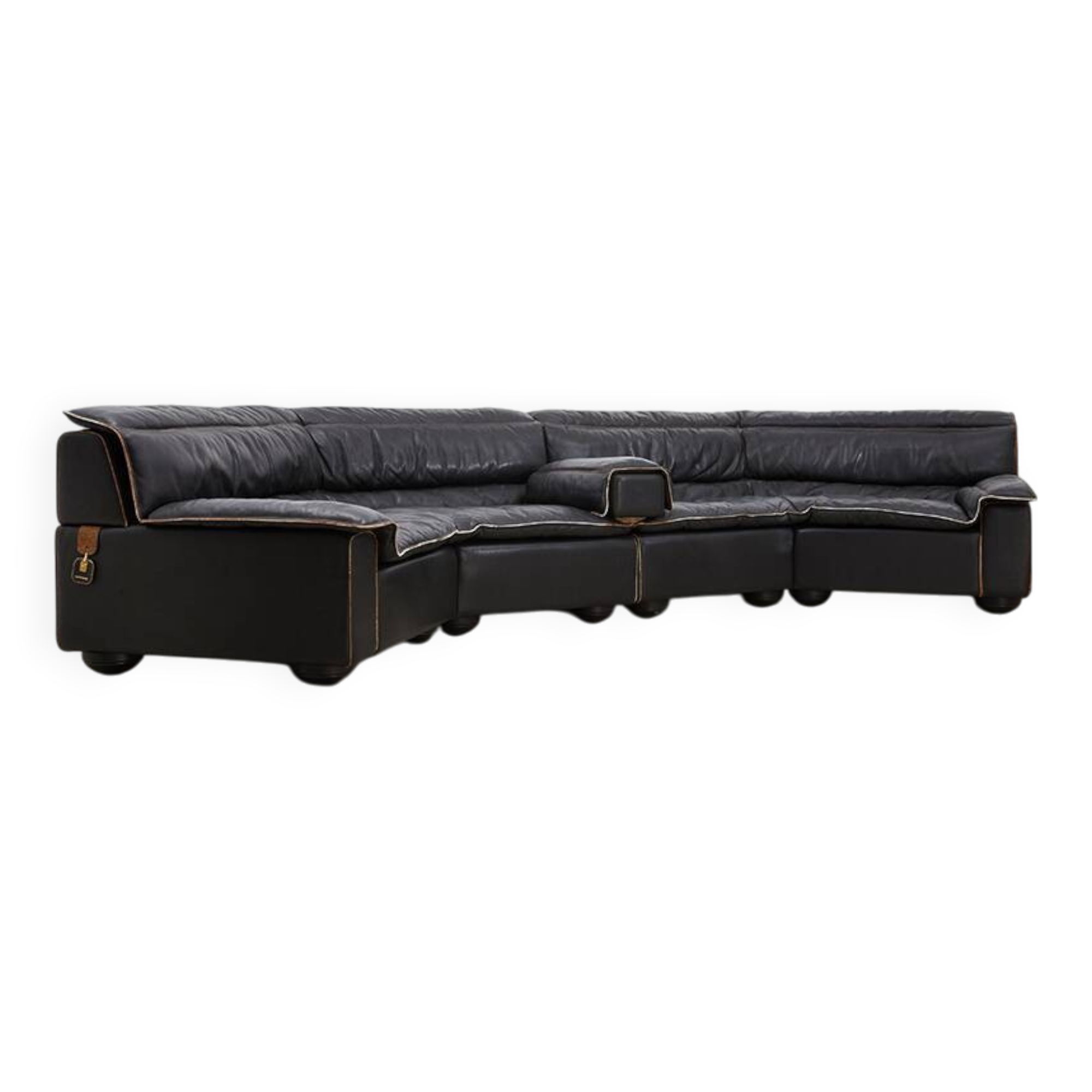 Carlo Bartoli Leather Sofa Bogo Series for Rossi di Albizzate Italy 1970s