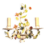 Appliques en fer forgé polychrome à deux lumières, Italie 1950-1960