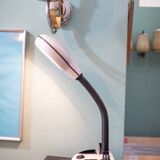 Rabbit Tanaka Gooseneck desk lamp, black and white by Kyoji Tanaka 1985, Hong Kong.