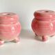Paire bougeoirs ceramique rose