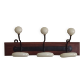 Porte-manteaux et chapeaux à 3 crochets en bois, métal et céramique crème 4871