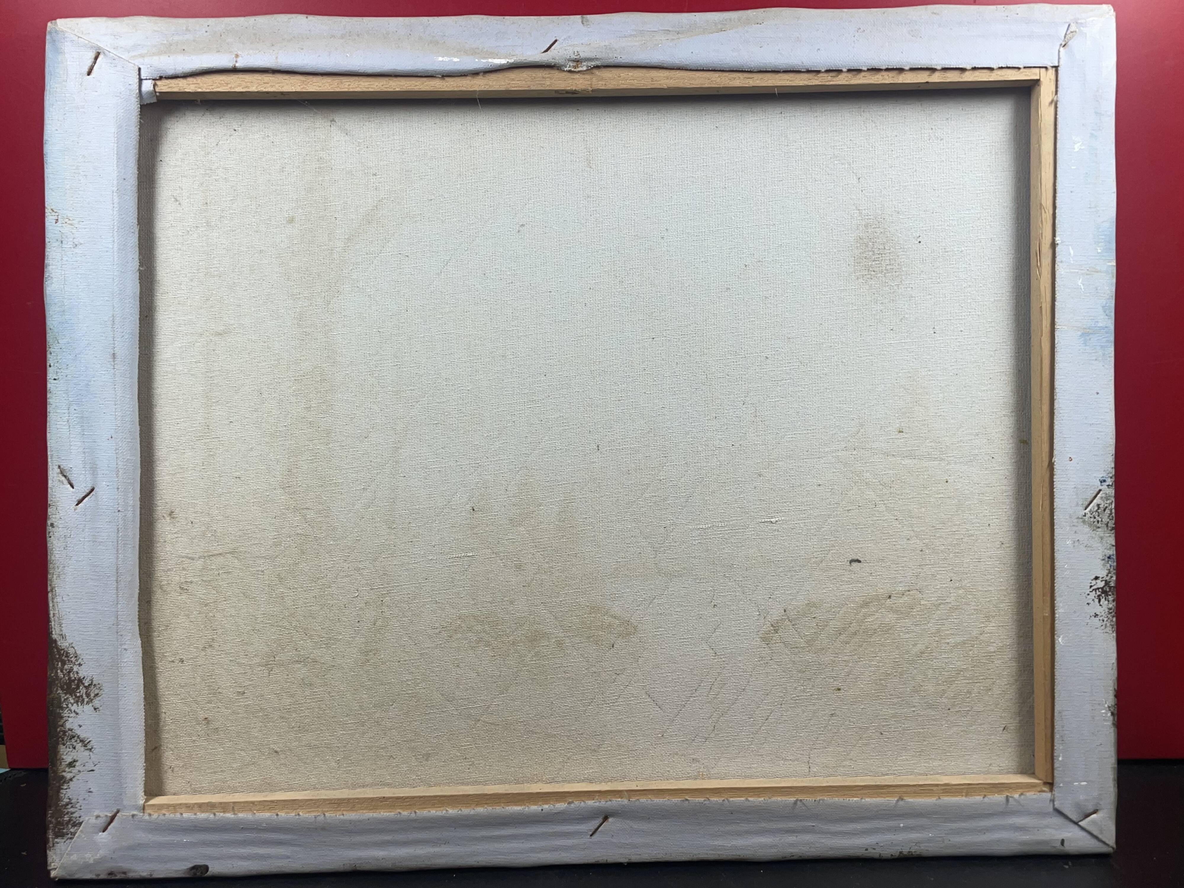 Oil on canvas, Refuge in the valley, lake landscape mountain lake