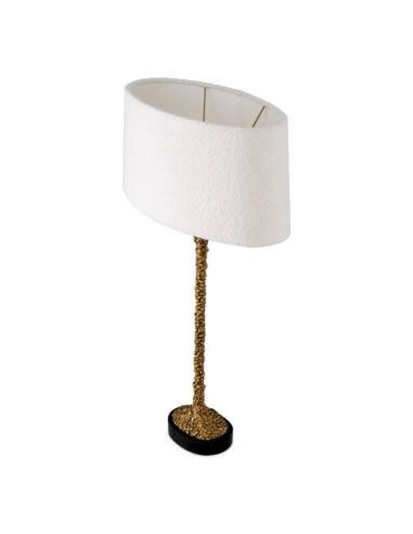 Paire de lampes de table, finition laiton patiné et base en granit noir, belle qualité et style recherché