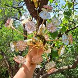 Glass flower chandelier 80s