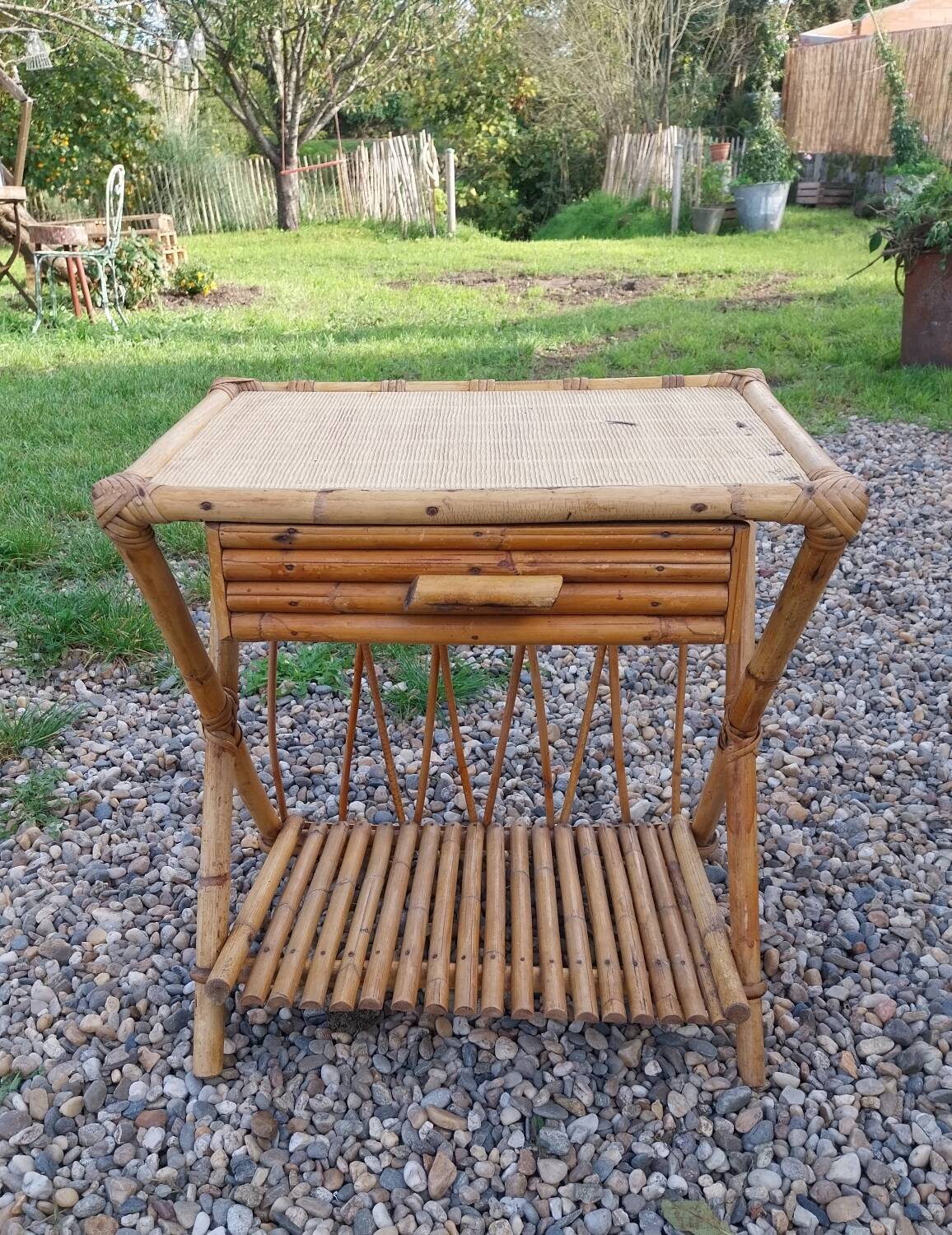 Rattan bedside table