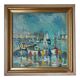 Oil painting on panel Alain Duperay port Breton, arrival of the fishermen