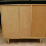 Wardrobe secretary child 60s wood and rattan feet compass