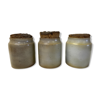 Set of 3 sandstone spice pots