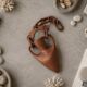 Hanging wooden amphora vase, 70s bohemian decor.