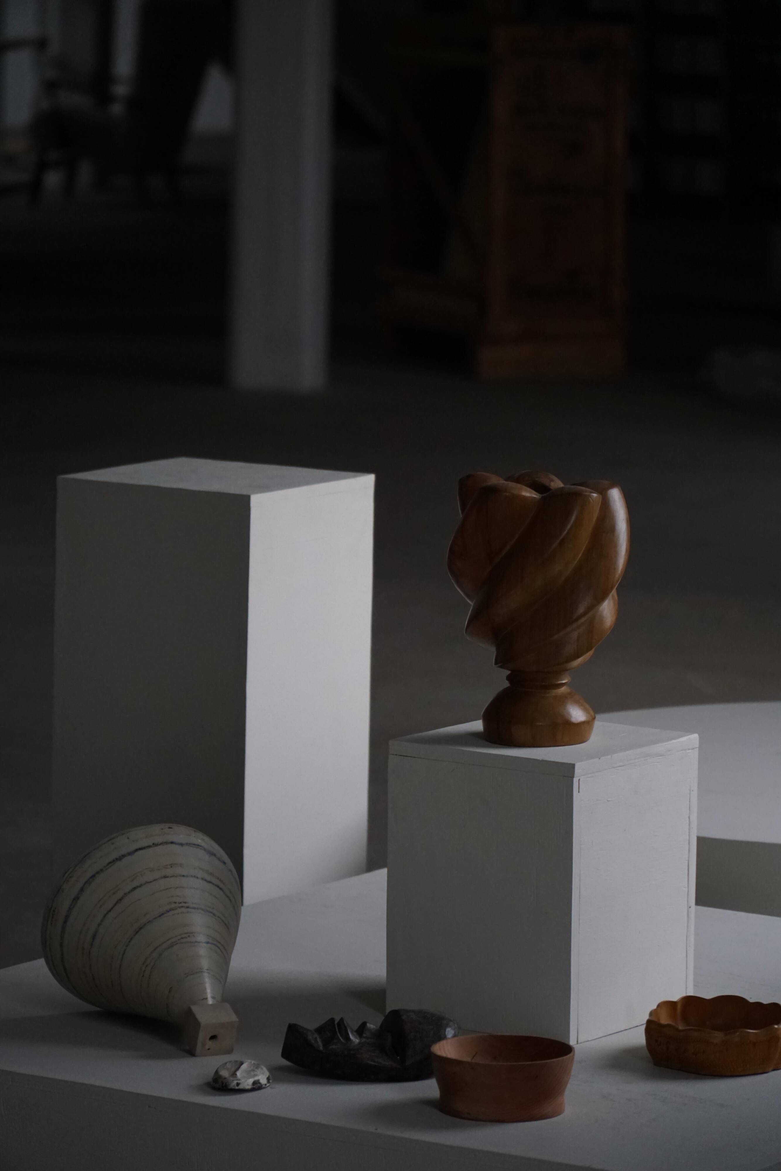 Scandinavian decorative wooden vase from the mid-20th century, 1960s.