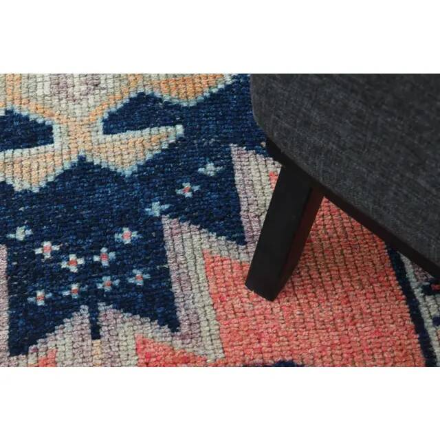 1970s Turkish Oushak Handmade Wool Cotton Pink Runner Rug 82x285