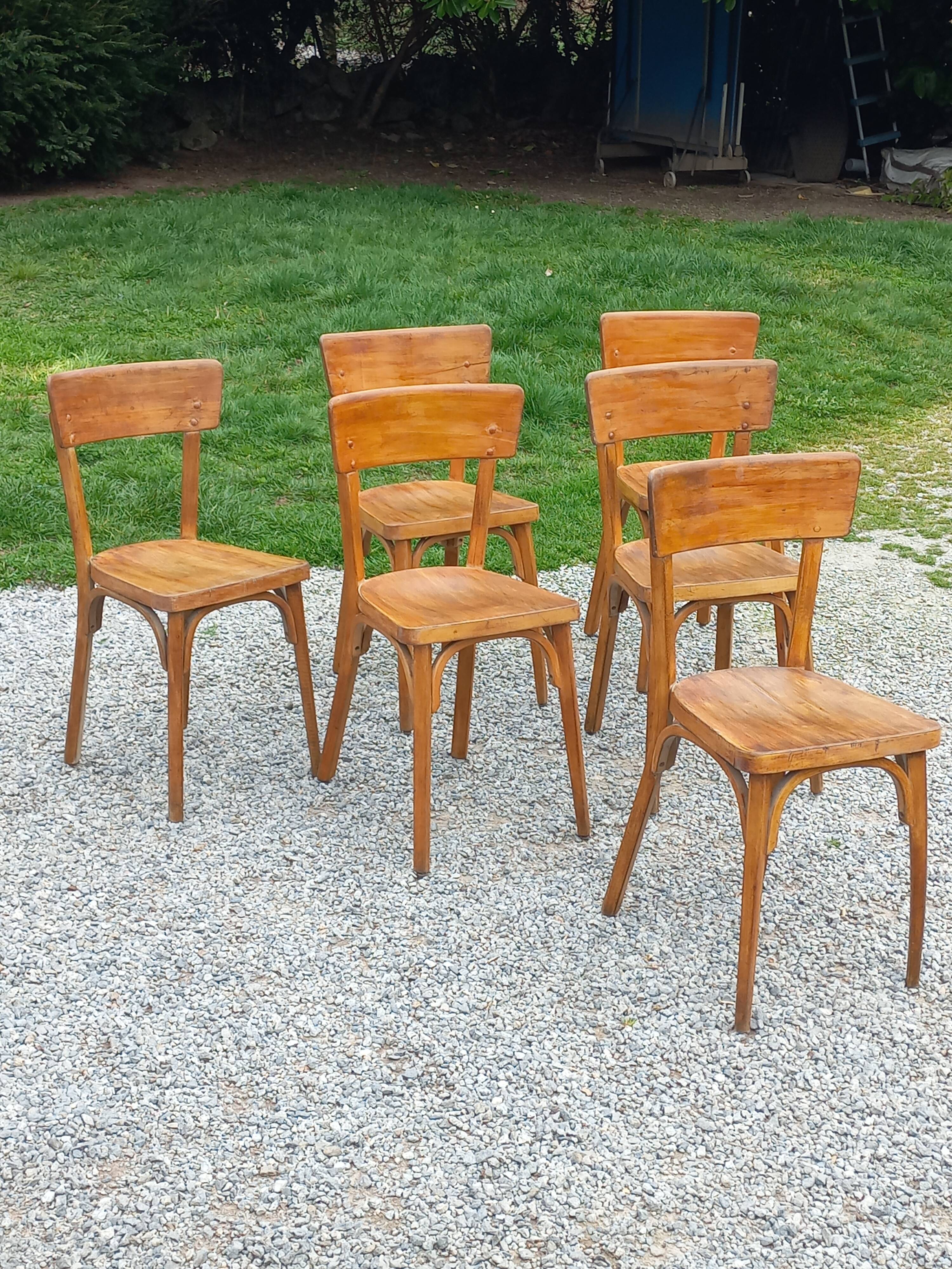 Set of 6 1950s bistro chairs