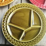 8 old ceramic fondue plates coloured Sarreguemines