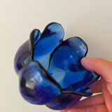 Cobalt blue molded glass vase shaped ball corolla vintage from the 60s