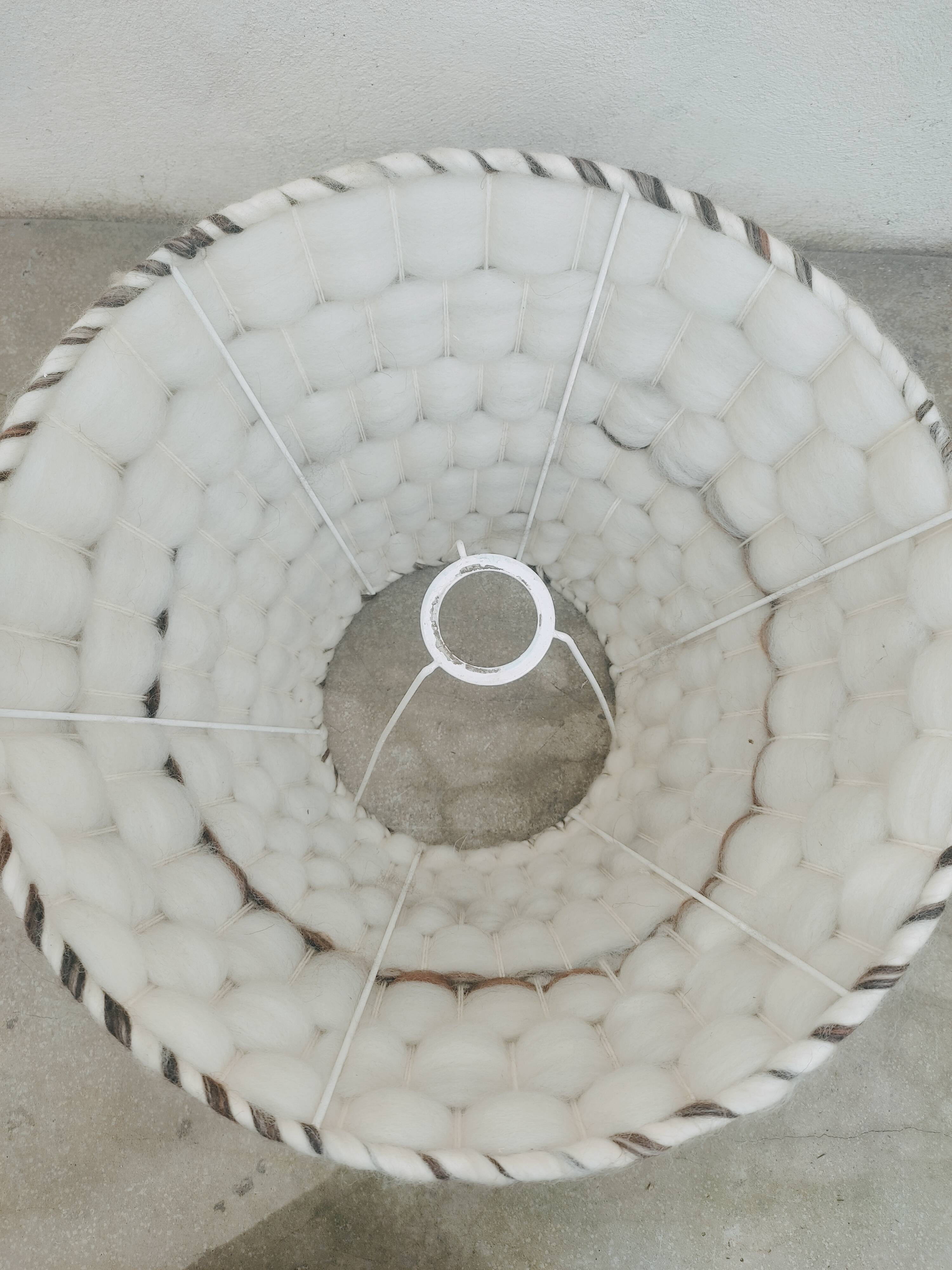 Raw wool lampshade
