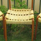Three Scandinavian chairs - seated in braided rope