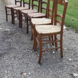 6 antique mulched chairs