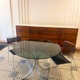 Italian round table in smoked glass 1970 Giotto Stoppino style