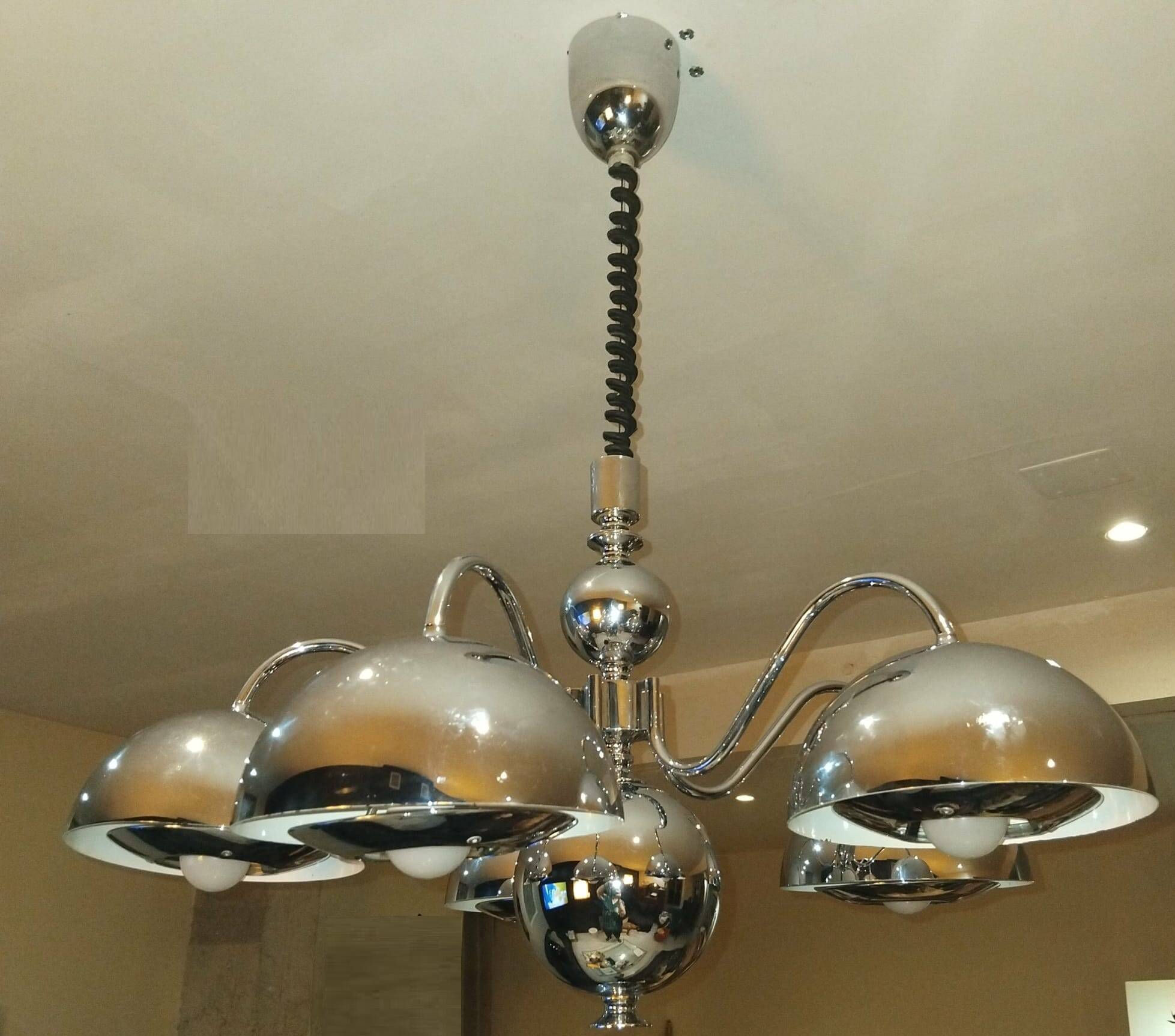 Chrome chandelier by gioffredo reggiani, 1970s