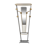 70s Trapezoidal Coat Rack with Round Chrome Hooks