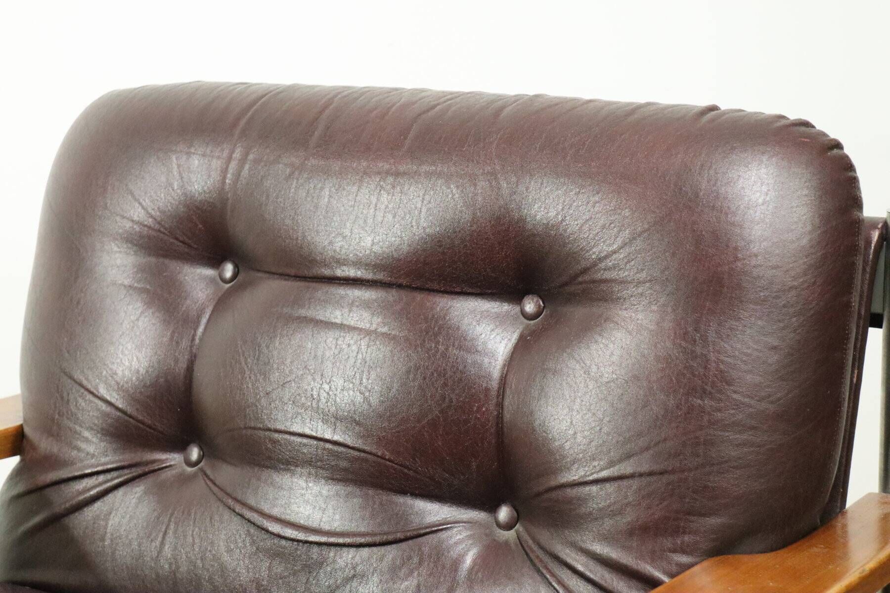 Vintage Bauhaus style armchair in leatherette and metal, 1970