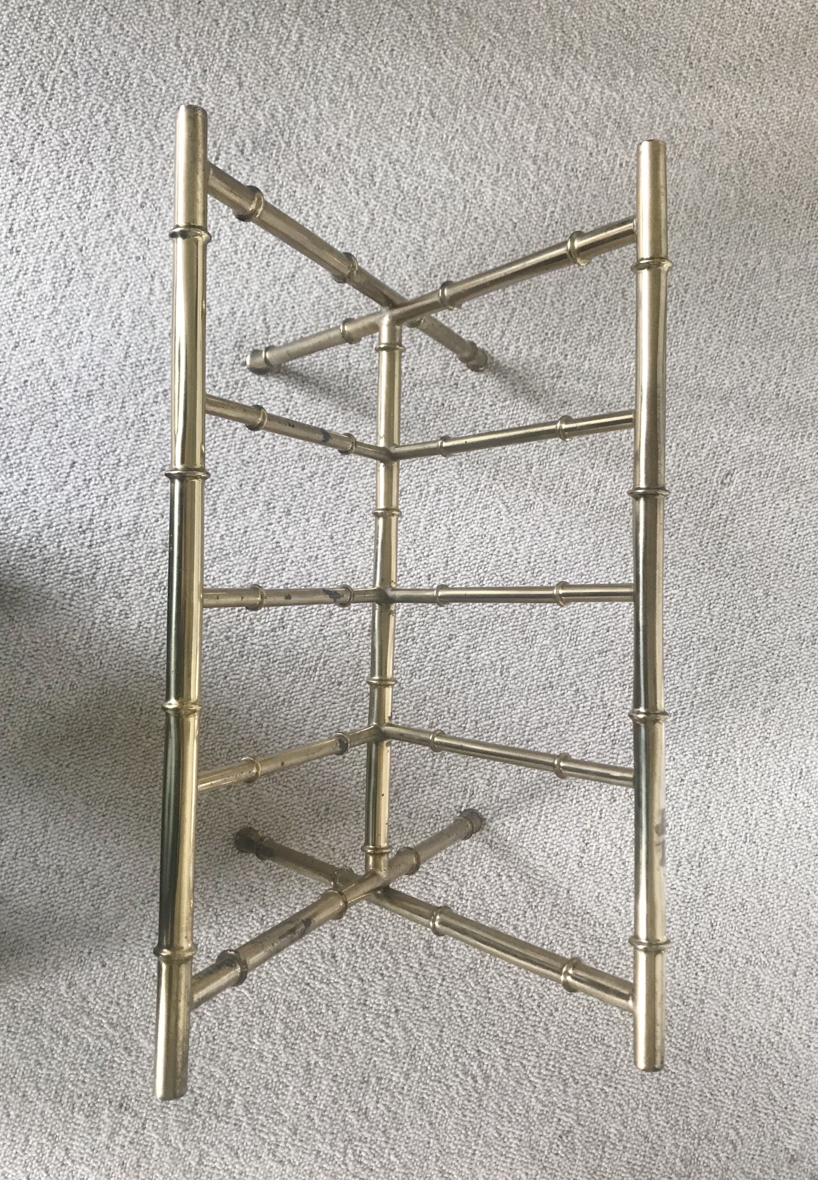 Magazine rack shabby chic bamboo brass, 1960