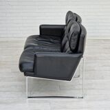 2 seater sofa, leather, chrome steel.