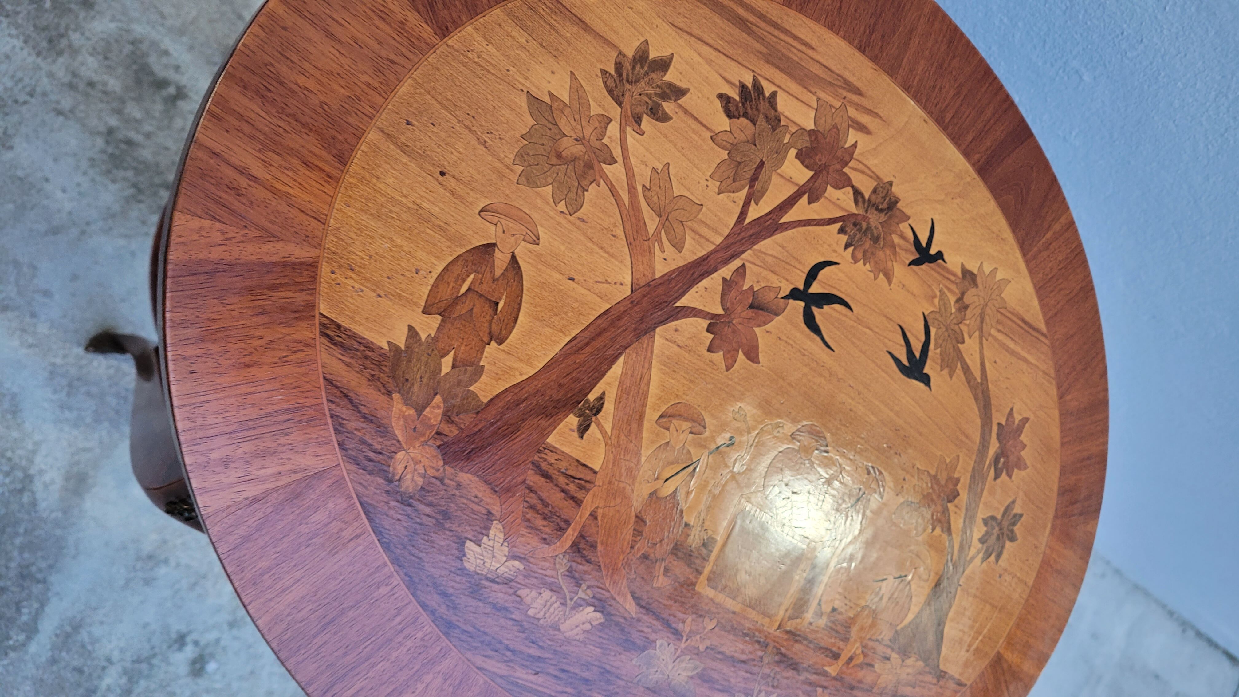 Louis xv style marquetry table Chinese scene