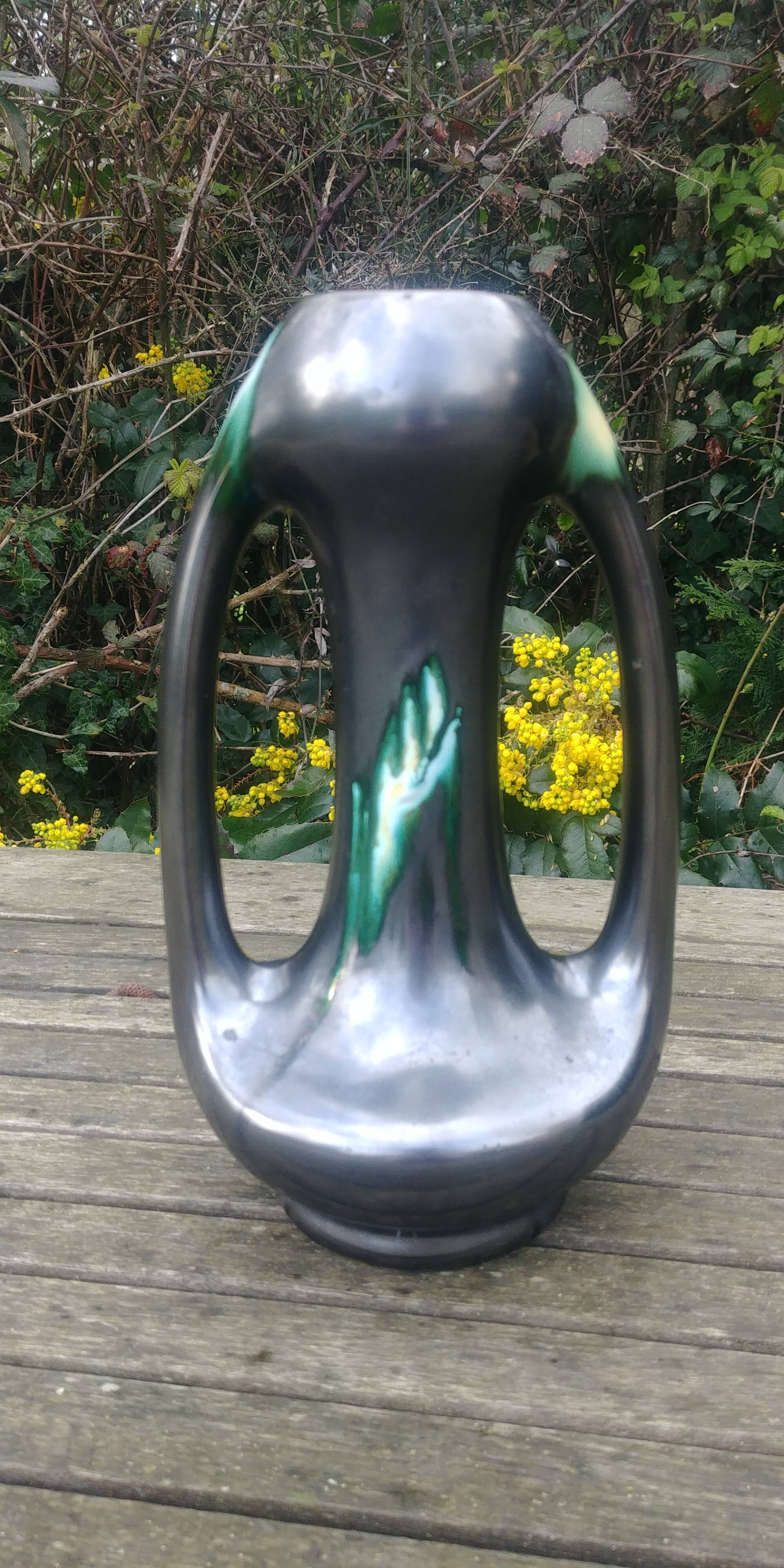 Soliflore vase in matt black ceramic 60s