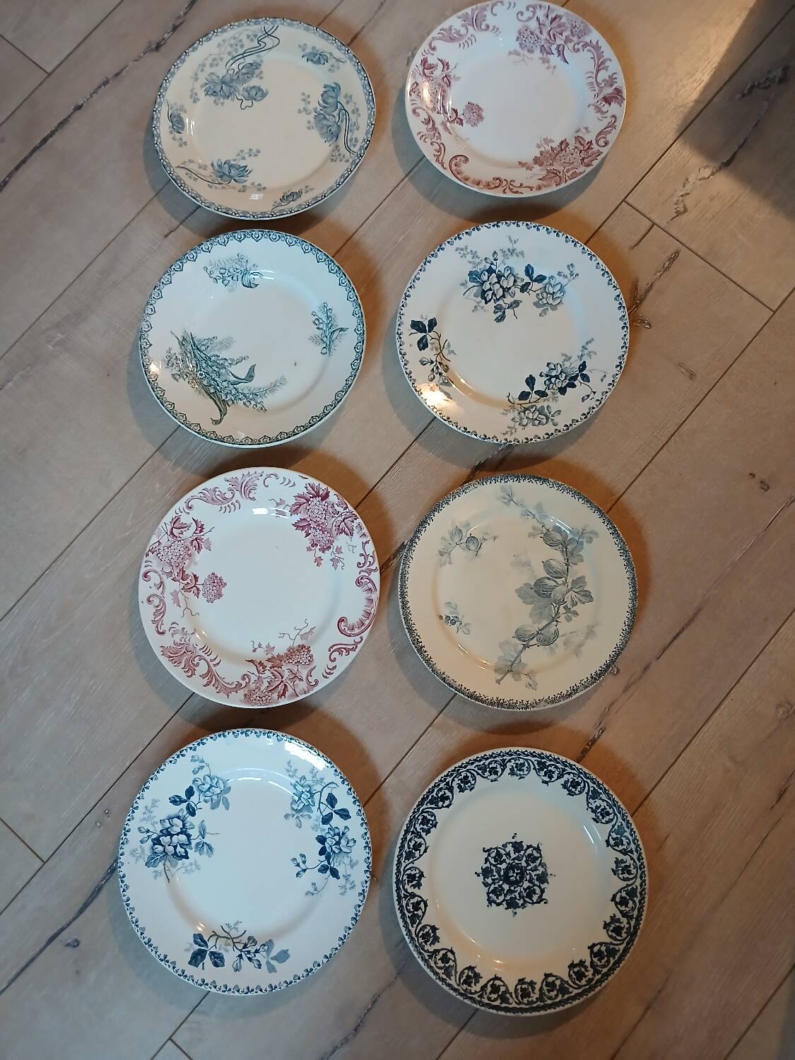 8 antique ironstone dinner plates