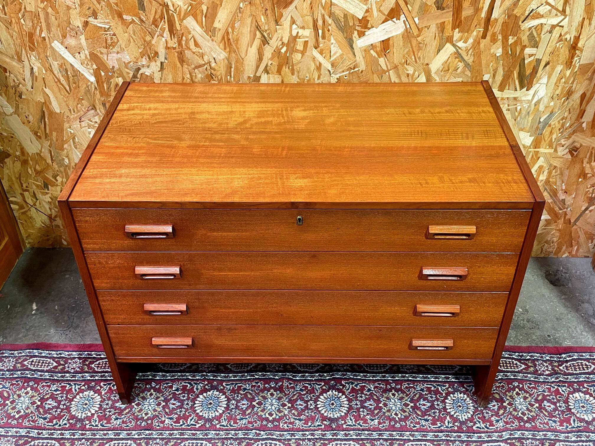 Commode bibliothèque bar scandinave en teck vintage années 60