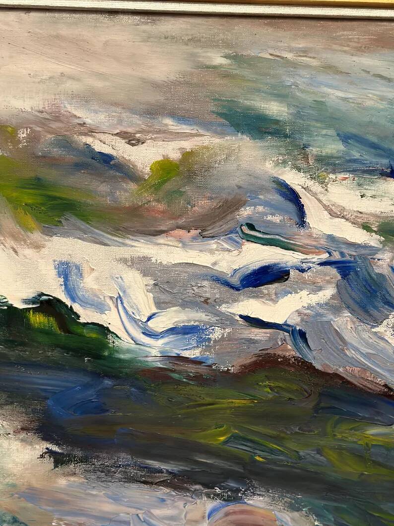 Large Original Swedish Oil on Canvas – “Abstract Composition” by Johny Colebring – 1978 – Signed – Vintage & Framed – 83×73 cm