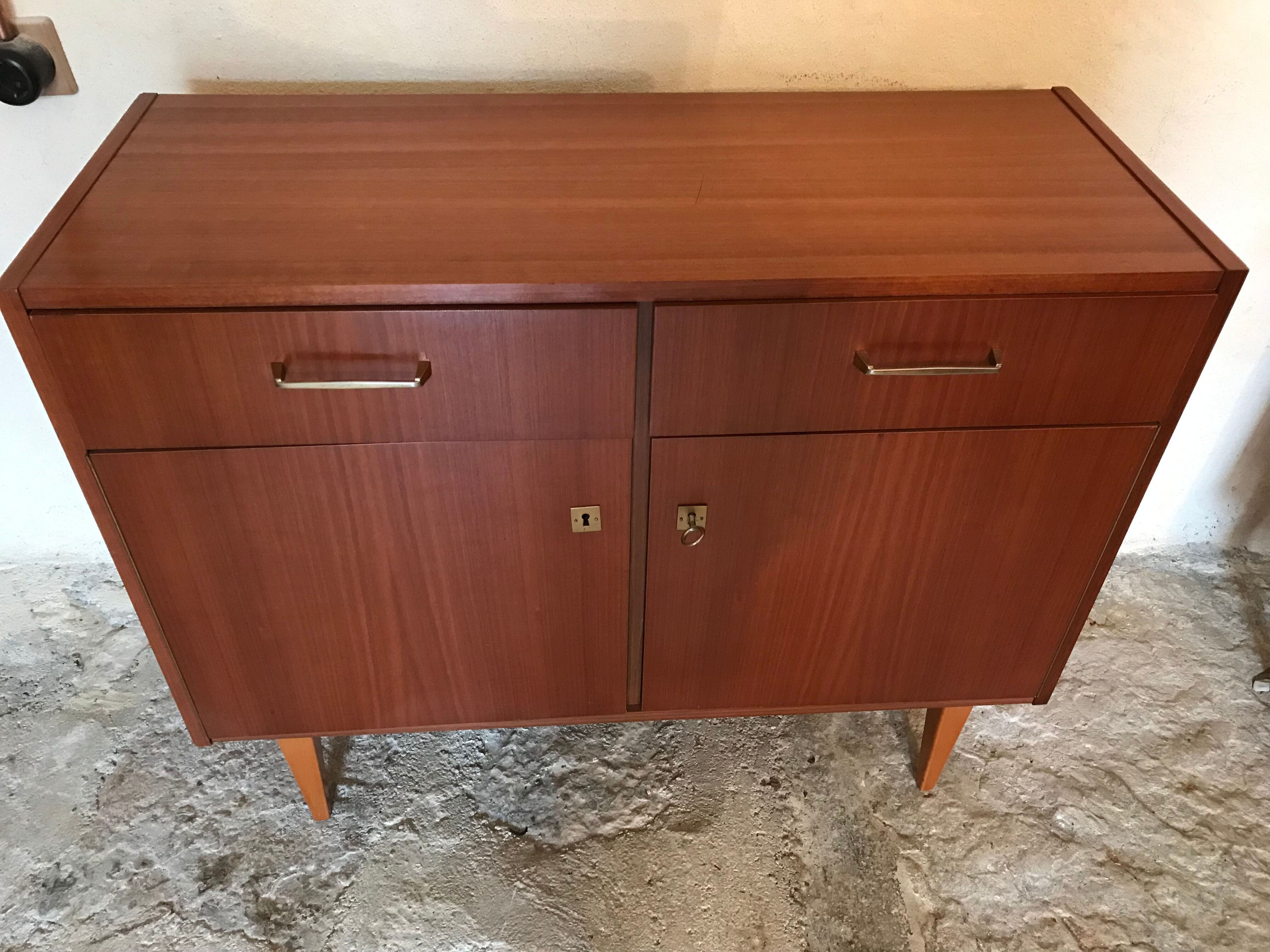 Sideboard vintage storage cabinet walnut veneer bond