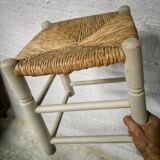 Low stool with mulched seat