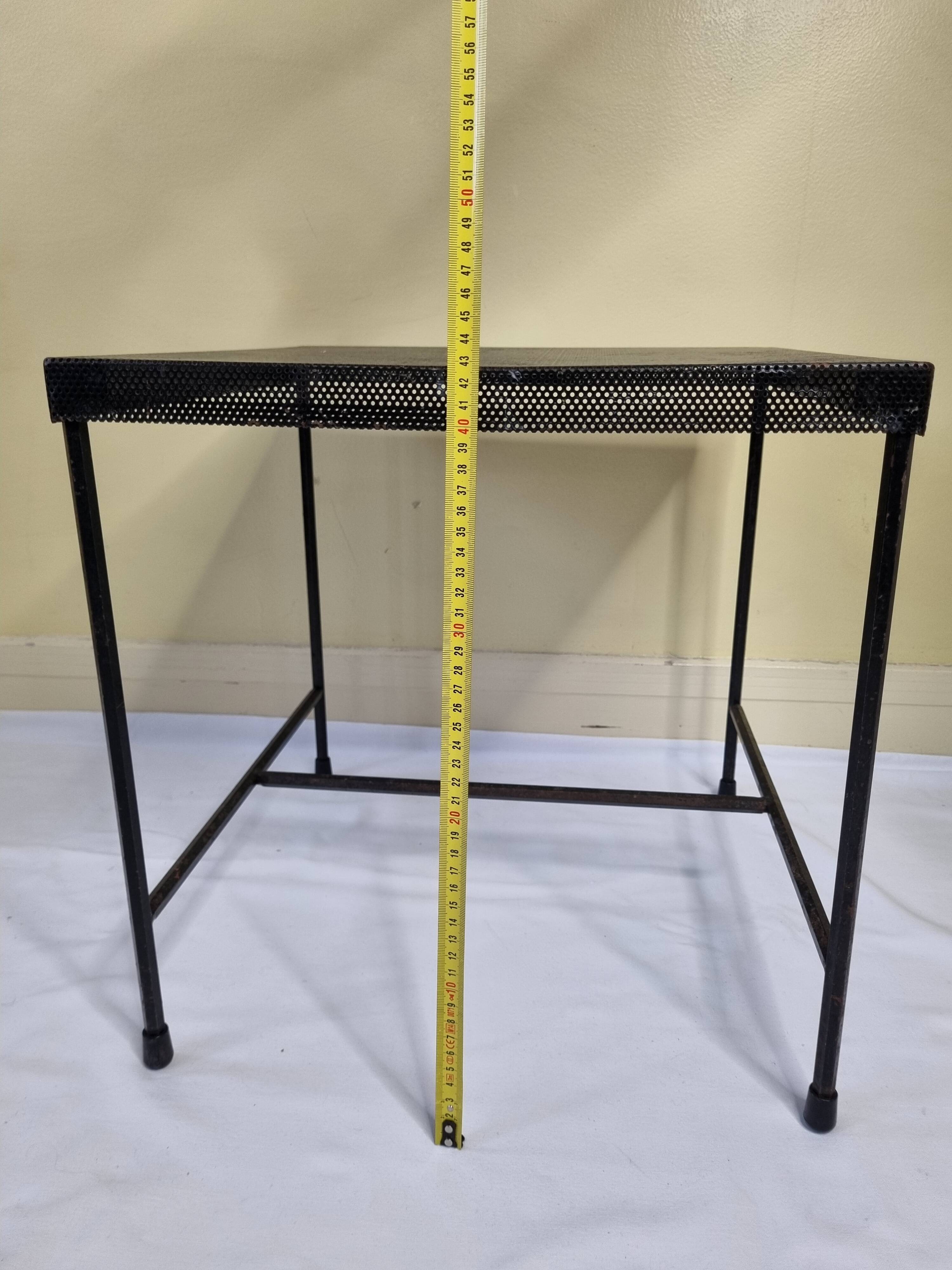 Vintage perforated metal side table, 42 cm